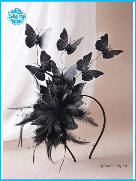 Butterfly Fascinator Hat Derby Tea Party Headband Elegant Feather Hair Accessory